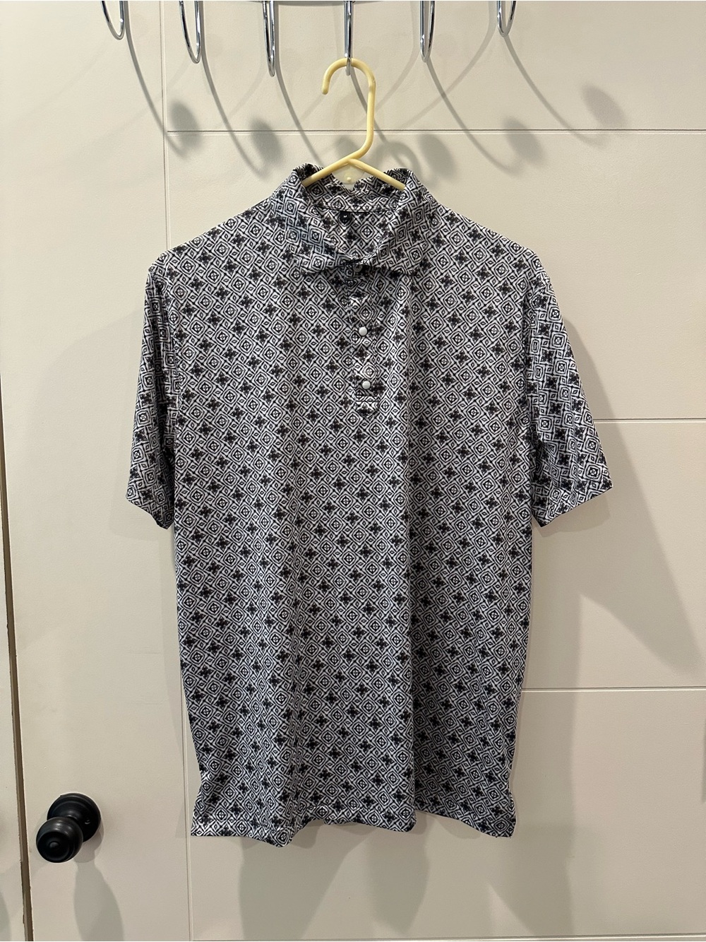 Rafter C Pearl Snap Polo Charcoal Geo Print Medium